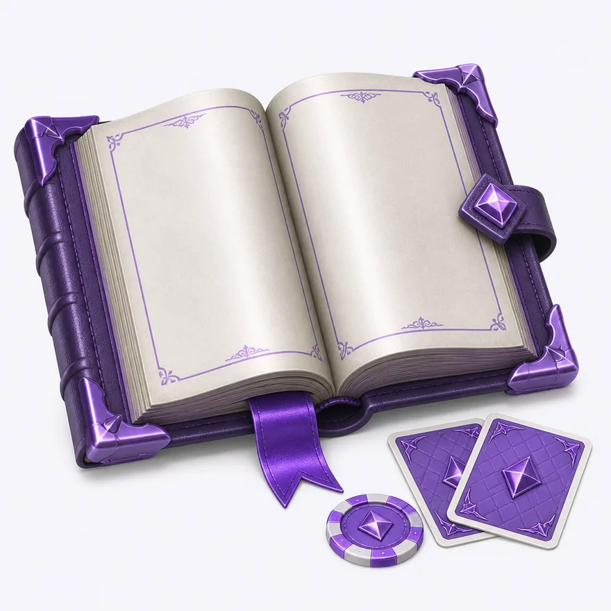 Open rulebook with cards — Mfortune